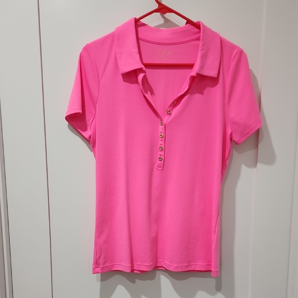 Lilly Pulitzer Pink Fitted Short Sleeve Polo Shirt
